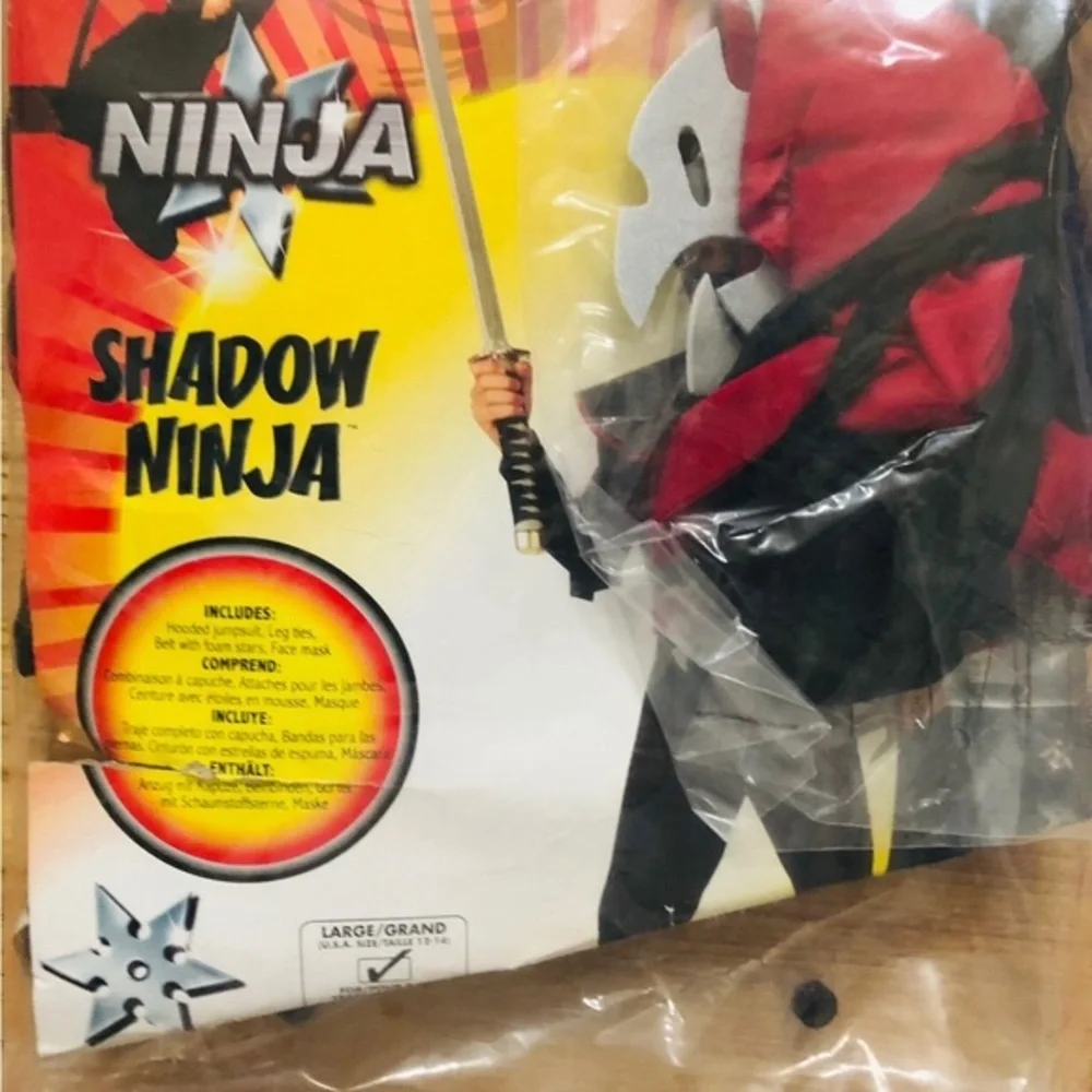 Ninja black‎ red youth ninja Halloween party costume size large (12-14)